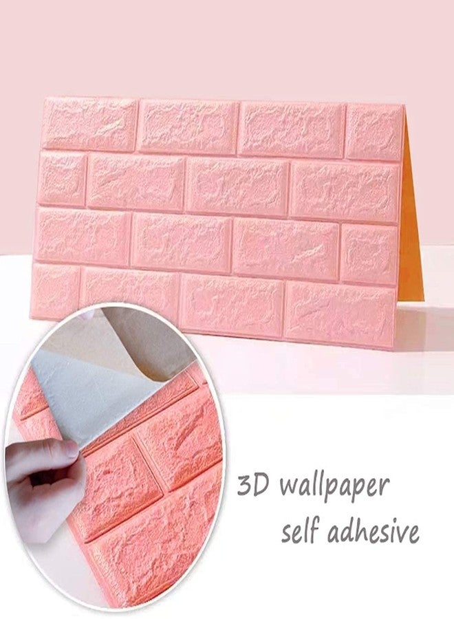 لوكزر ملصق حائط ثلاثي الأبعاد ذاتي اللصق من رغوة البولي إيثيلين من لوكزر، قطعتان، لغرفة النوم، مقاوم للماء، ديكور منزلي، ورق جدران من الطوب (سمك 8 مم/وردي/77 × 70 سم) - Image 3